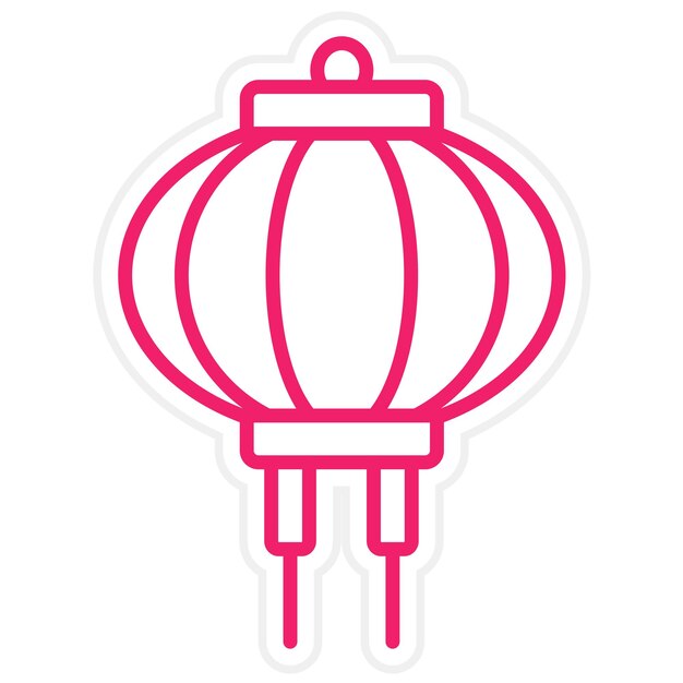 Diseño vectorial Estilo del icono de la linterna de papel rojo