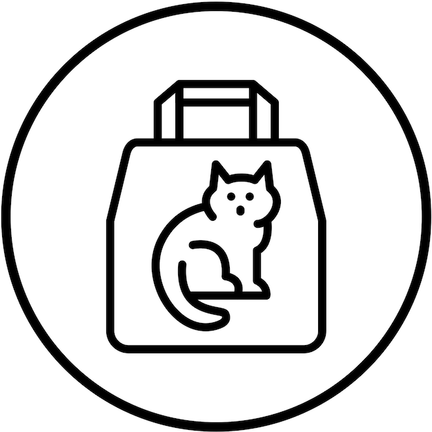 Diseño vectorial del estilo del icono de la litter de gato