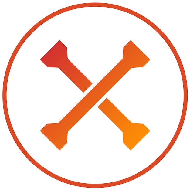 Diseño vectorial del estilo del icono de la llave de la tuerca