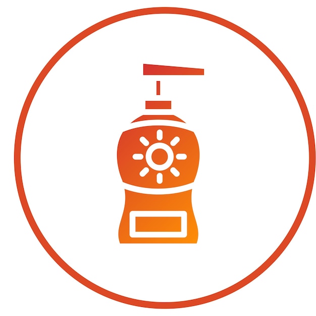 Diseño vectorial del estilo del icono de la loción solar