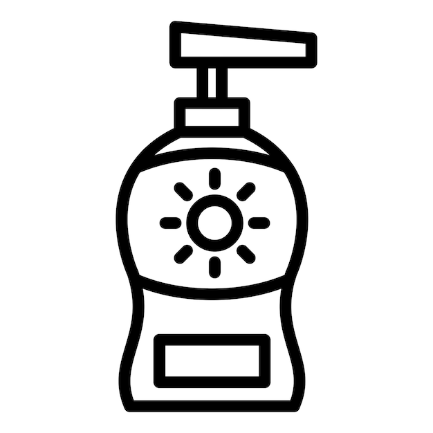 Diseño vectorial del estilo del icono de la loción solar