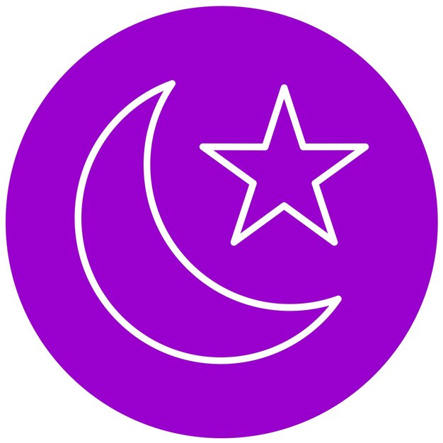 Diseño vectorial Estilo de icono de luna y estrellas