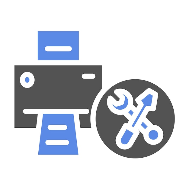 Diseño vectorial Estilo del icono de mantenimiento de la impresora