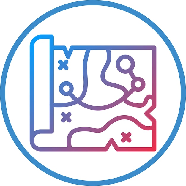 Diseño vectorial Estilo del icono del mapa del tesoro