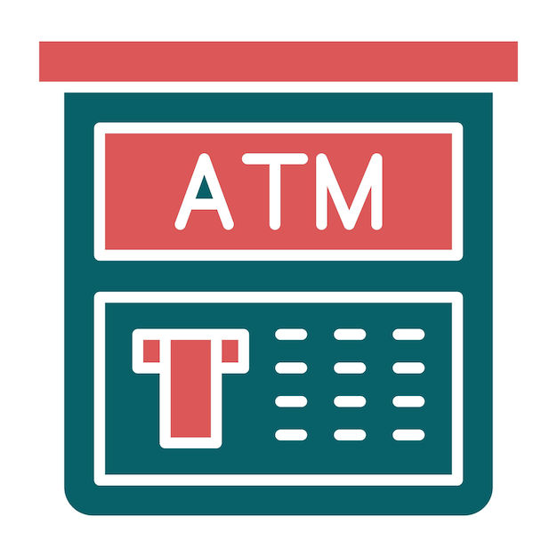 Diseño vectorial del estilo del icono de la máquina ATM