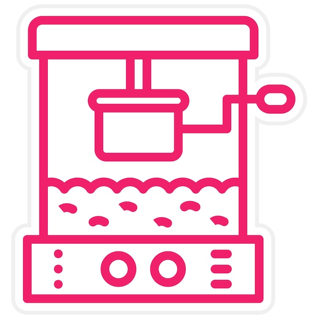 Diseño vectorial del estilo del icono de la máquina de palomitas de maíz