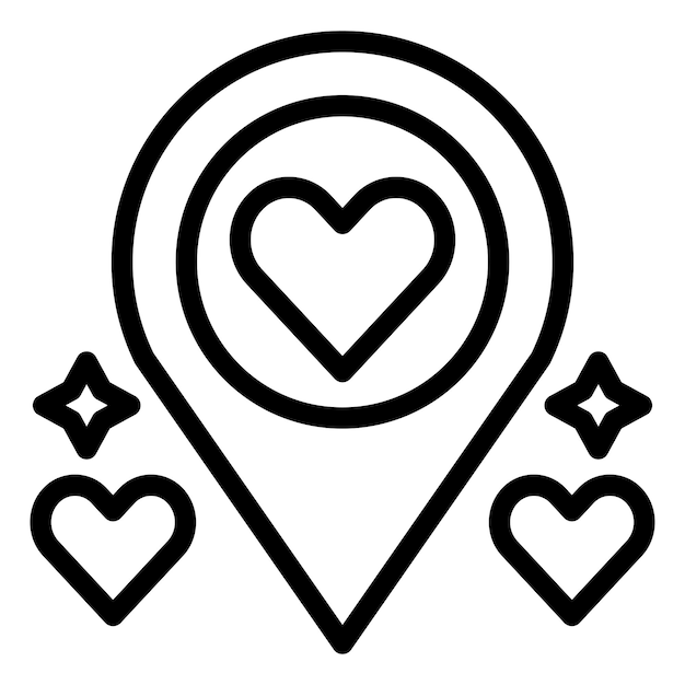 Diseño vectorial Estilo del icono del marcador de lugar de la boda