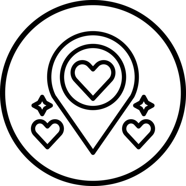 Diseño vectorial Estilo del icono del marcador de lugar de la boda
