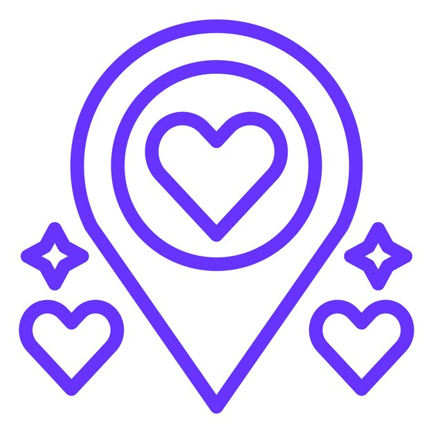 Diseño vectorial Estilo del icono del marcador de lugar de la boda