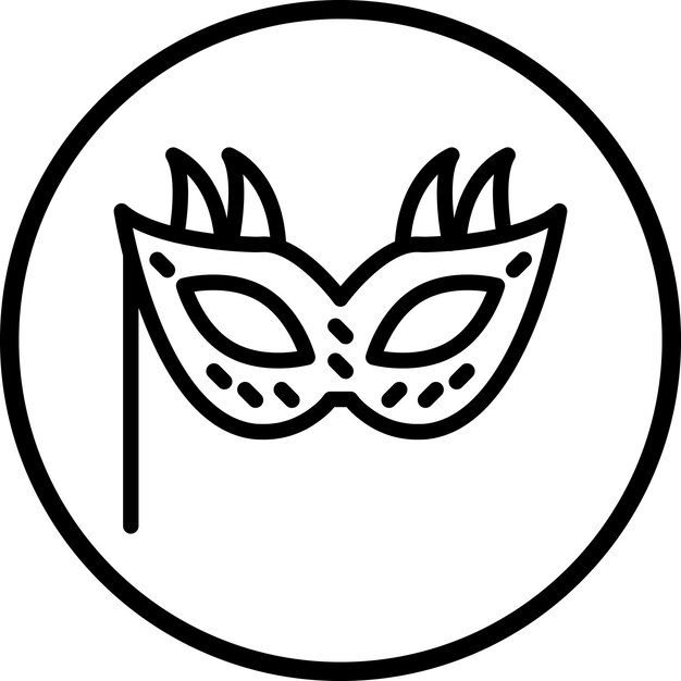Diseño vectorial del estilo del icono de la máscara de Año Nuevo