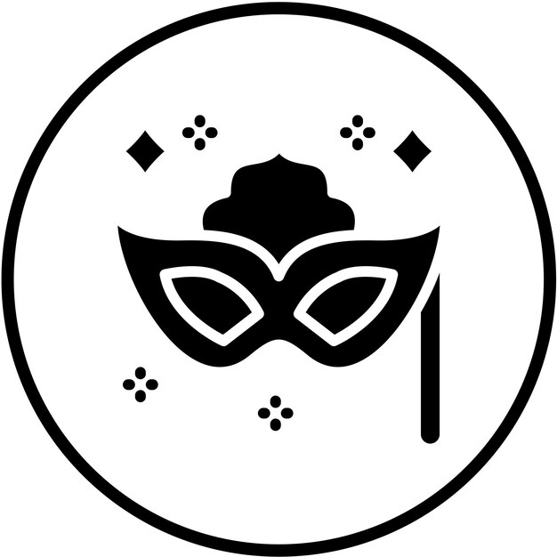 Diseño vectorial del estilo del icono de la máscara de Año Nuevo