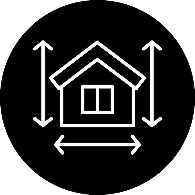 Diseño vectorial Estilo del icono de medición de la casa