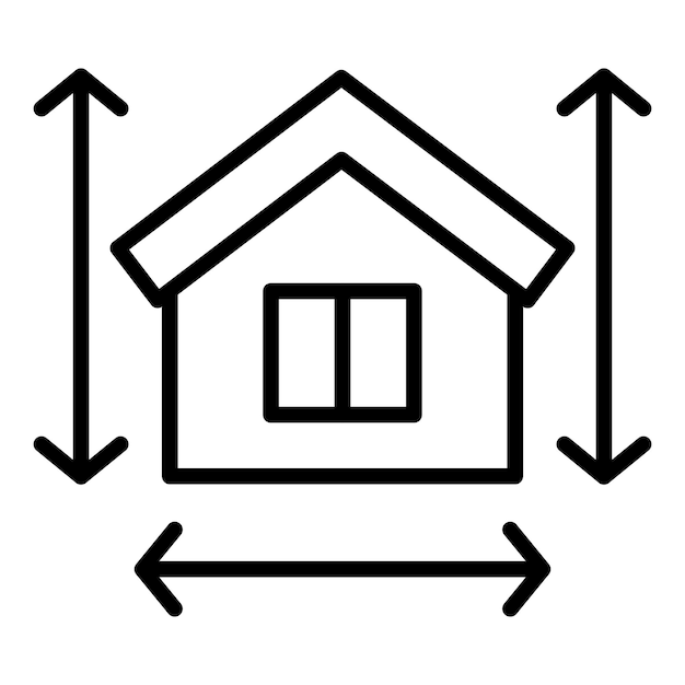 Diseño vectorial Estilo del icono de medición de la casa