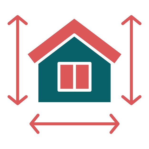 Diseño vectorial Estilo del icono de medición de la casa