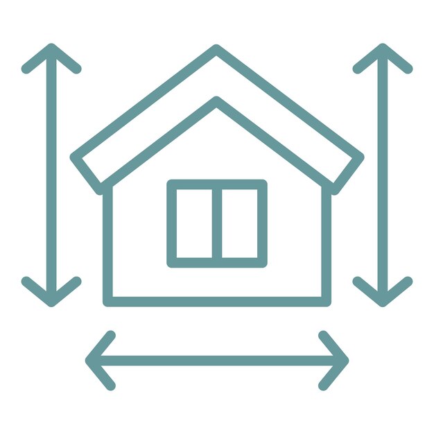 Diseño vectorial Estilo del icono de medición de la casa