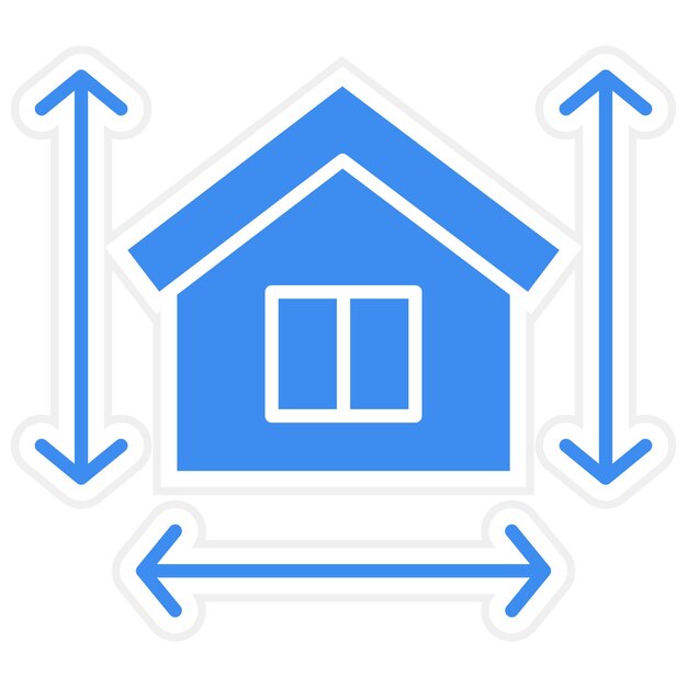 Diseño vectorial Estilo del icono de medición de la casa
