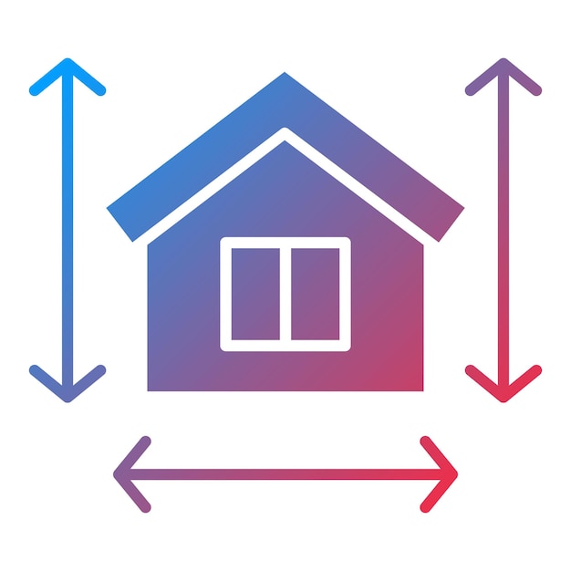 Diseño vectorial Estilo del icono de medición de la casa