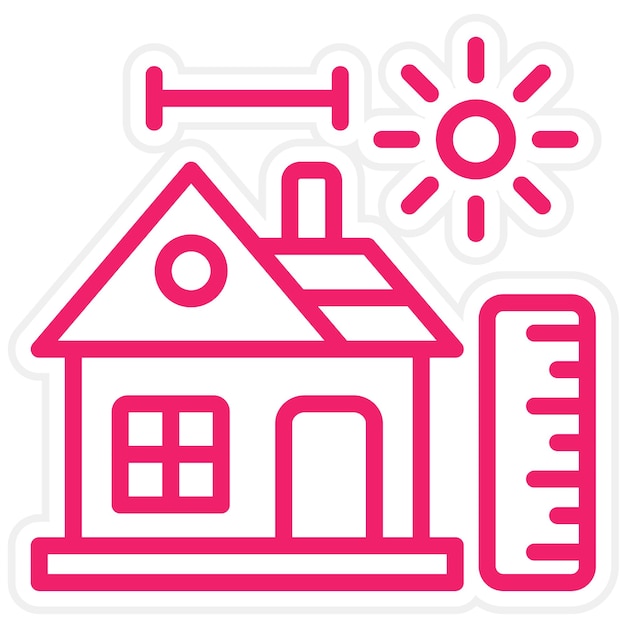 Diseño vectorial Estilo del icono de medición de la casa