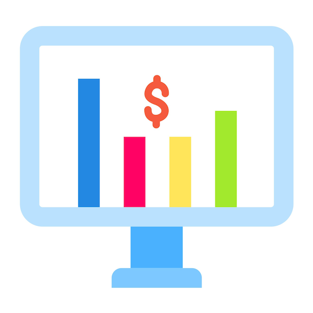 Diseño vectorial Estilo del icono del mercado de valores