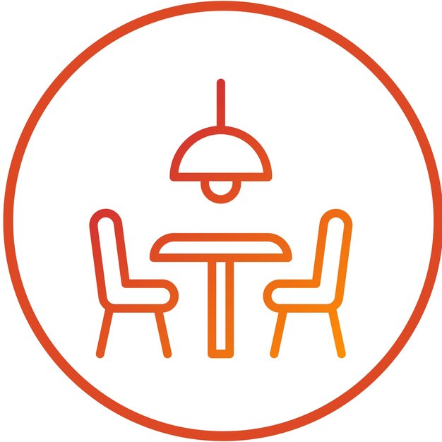 Diseño vectorial estilo icono de mesa de comedor de mediados de siglo