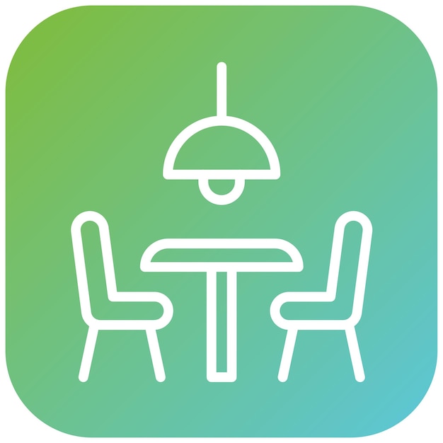 Diseño vectorial estilo icono de mesa de comedor de mediados de siglo