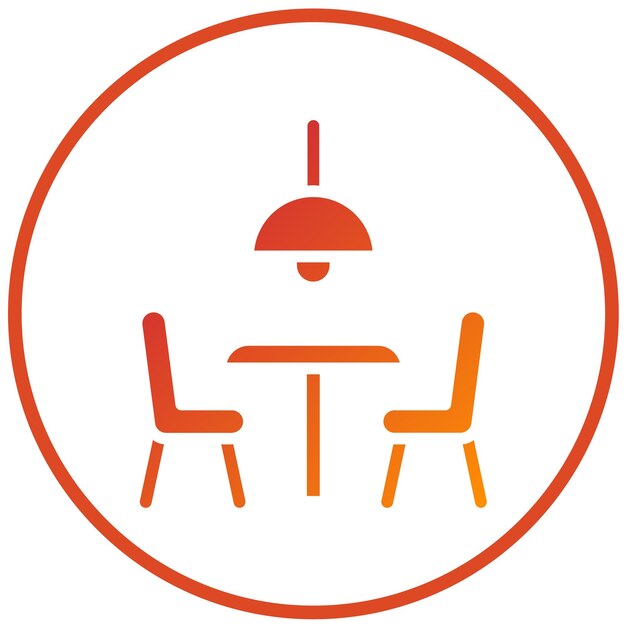 Diseño vectorial estilo icono de mesa de comedor de mediados de siglo