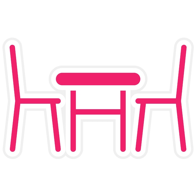 Diseño vectorial Estilo del icono de la mesa de comedor rectangular