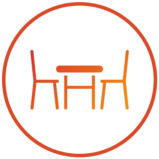 Diseño vectorial Estilo del icono de la mesa de comedor rectangular