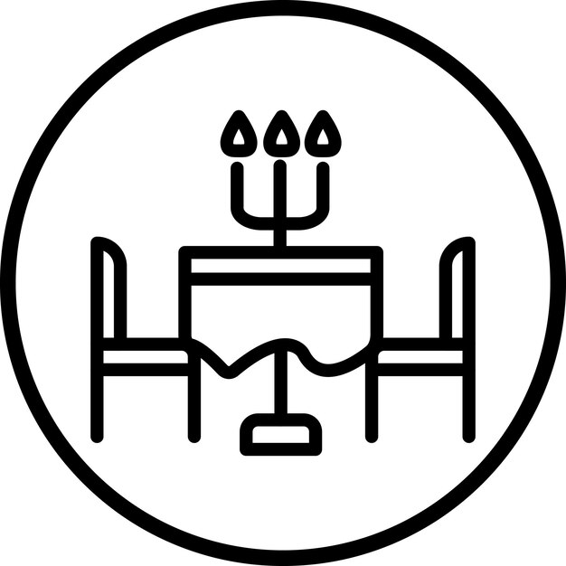 Diseño vectorial del estilo del icono de la mesa de comidas