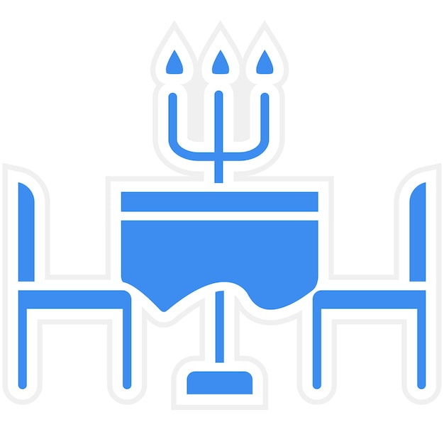 Diseño vectorial del estilo del icono de la mesa de comidas