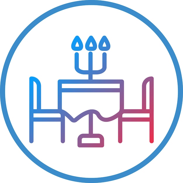 Diseño vectorial del estilo del icono de la mesa de comidas