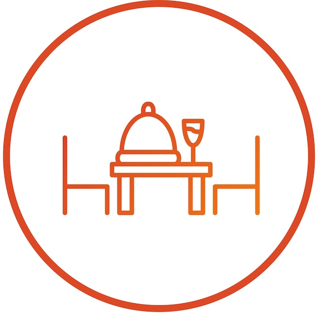 Diseño vectorial del estilo del icono de la mesa de comidas