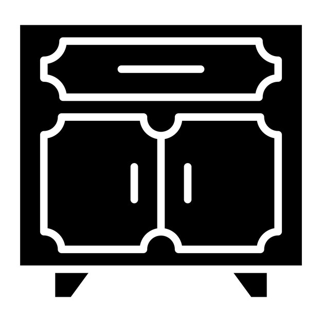 Diseño vectorial Estilo del icono de la mesa de noche