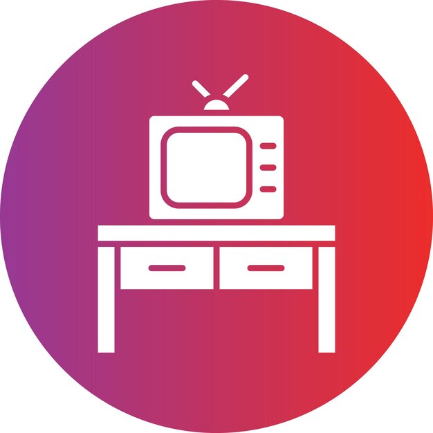Diseño vectorial del estilo del icono de la mesa de televisión