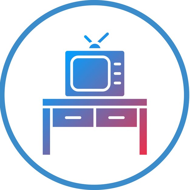 Diseño vectorial del estilo del icono de la mesa de televisión