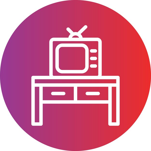 Diseño vectorial del estilo del icono de la mesa de televisión