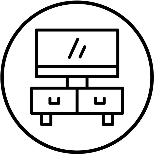 Diseño vectorial del estilo del icono de la mesa de televisión