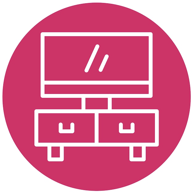 Diseño vectorial del estilo del icono de la mesa de televisión