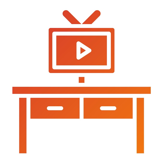 Diseño vectorial del estilo del icono de la mesa de televisión