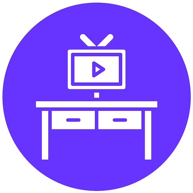 Diseño vectorial del estilo del icono de la mesa de televisión