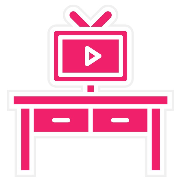 Diseño vectorial del estilo del icono de la mesa de televisión