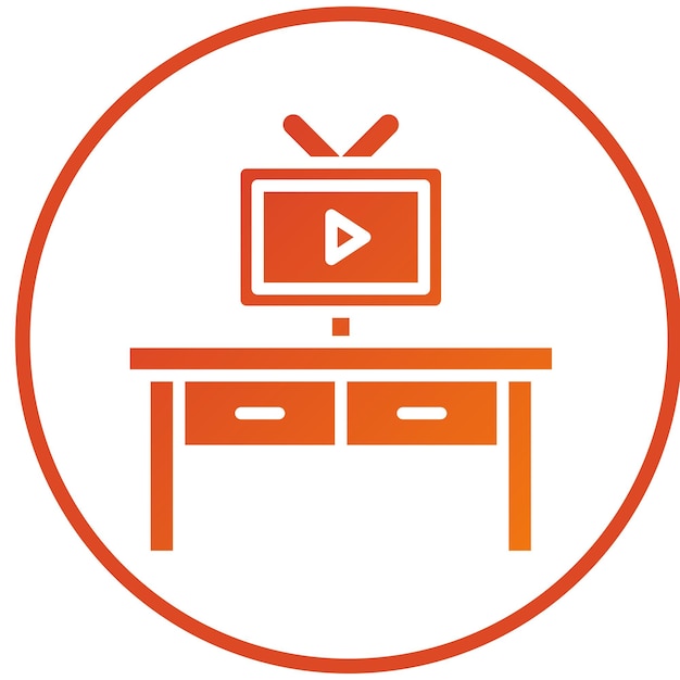 Diseño vectorial del estilo del icono de la mesa de televisión