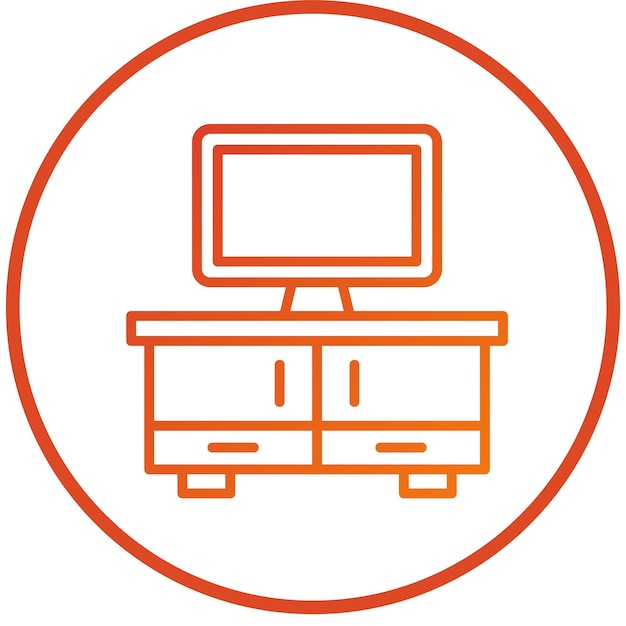 Diseño vectorial del estilo del icono de la mesa de televisión