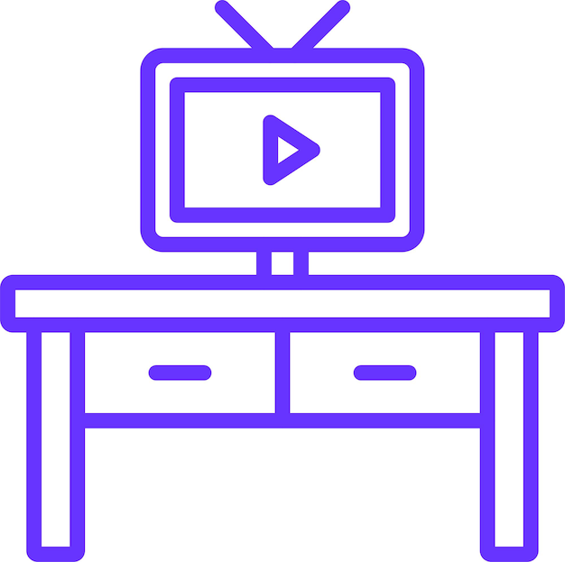 Diseño vectorial del estilo del icono de la mesa de televisión