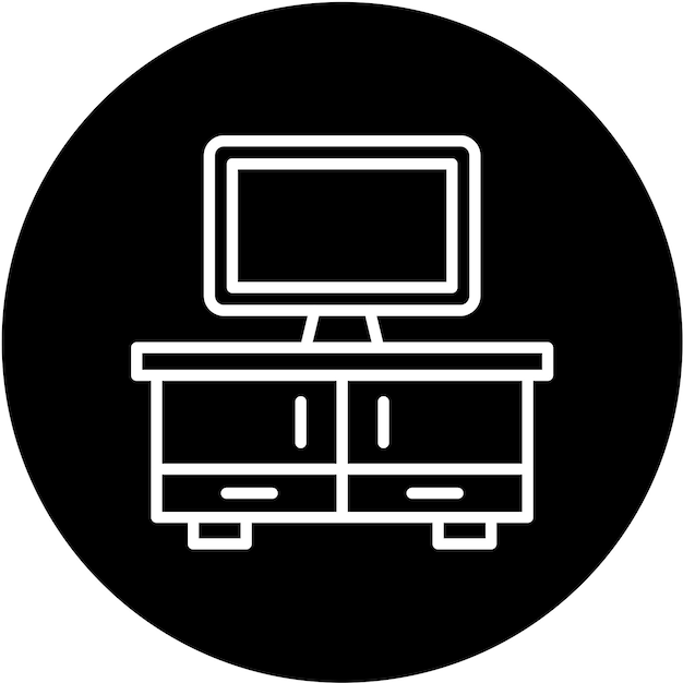 Diseño vectorial del estilo del icono de la mesa de televisión