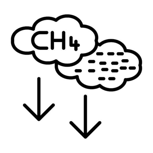 Diseño vectorial Estilo del icono del metano
