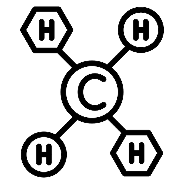 Diseño vectorial Estilo del icono del metano