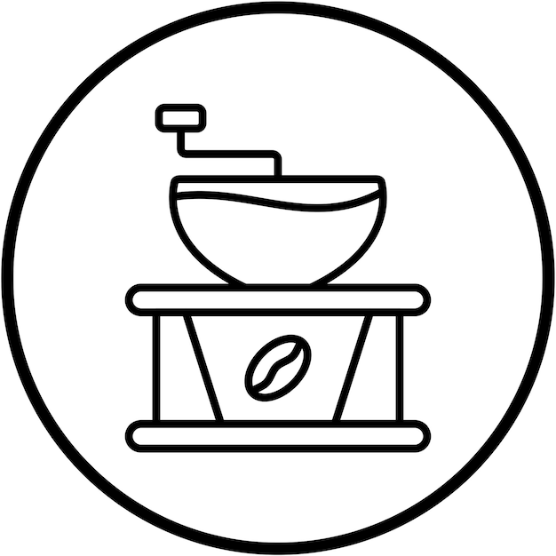 Diseño vectorial del estilo del icono del molinillo de café