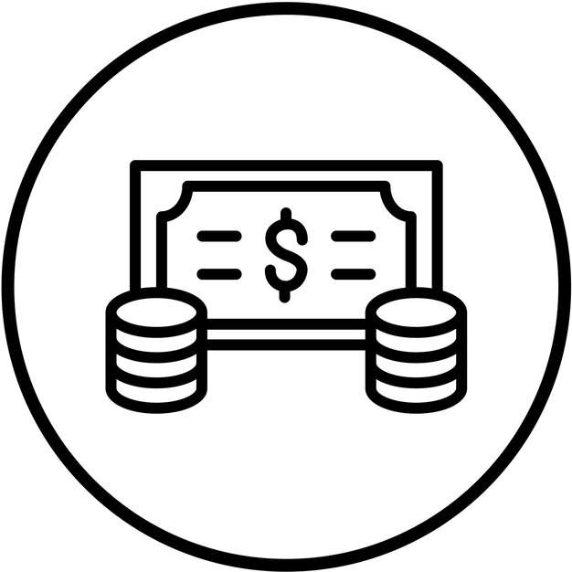 Diseño vectorial Estilo del icono de la moneda de pago