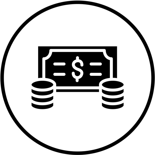 Diseño vectorial Estilo del icono de la moneda de pago